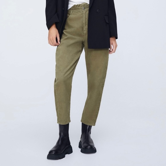 Zara Pants - Zara Corduroy Paperbag Baggy Pants Size 2